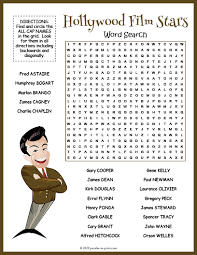 Look at the pictures and the numbers on them and write the types of films, genres of movies in the crossword puzzle. Classic Hollywood Film Stars Word Search