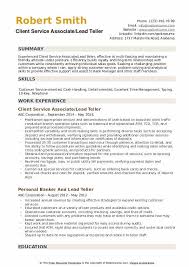 June 2012 responsibilities / duties: Lead Teller Resume Samples Qwikresume