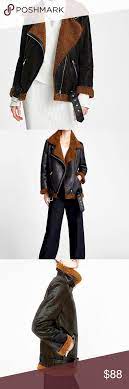 Zara Faux Shearling Fur Leather Moto Jacket M Bnwt Outerwear Women Leather Moto Jacket Summer Black