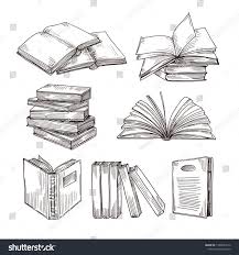 Sketch Books Ink Drawing Vintage Open Book And Books Pile School Education And Library Doodle Vector Symbols Educ Open Book Drawing Book Drawing Ink Drawing