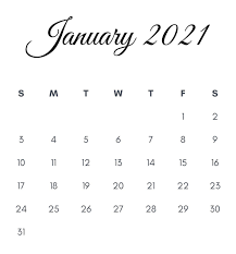 2021 Calendar Monthly Printable In 2020 Calendar Printables January Calendar 2021 Calendar