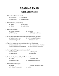 Cold Sassy Tree Worksheets Teaching Resources Tpt