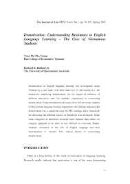 We hope this will help you in learning languages. Pdf Demotivation Understanding Resistance To English Language Learning The Case Of Vietnamese Students