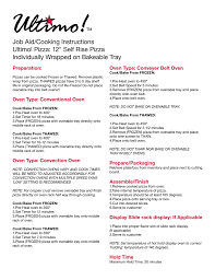 You can also add or subtract time. Job Aid Cooking Instructions Ultimo Pizza 12 Self Rise Pizza Manualzz