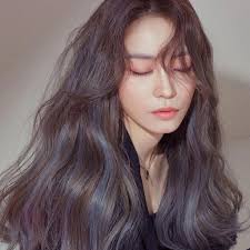 Korean Woman With Ashy Purple And Blue Hair Haircolorideas Korean Hair Color Kpop Hair Color Korean Hair Dye