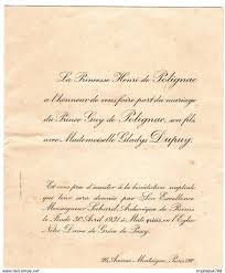 Retrouvez nos modèles de texte d'invitation de mariage. Wedding Carton D Invitation Du Mariage Prince Guy De Polignac Avec Mademoiselle Gladys Dupuy Le Jeudi 30 Avril 1931 A Midi Pre