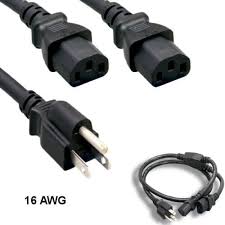 Power Cables And Connectors 182097 Kentek 6ft Power Extension Y Splitter Cable Nema5 15p To 2x Iec320 C13 16awg 13a Bu Power Cable Splitters Things To Sell