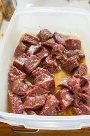 Chunks Of Venison Added To Marinade In 2020 Cooking Venison Steaks Venison Recipes Deer Steak Recipes