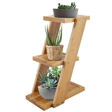Walfront Plant Stand Shelf Small Flower Pots Holder Display Rack For Succulent Cactus Flower 3 Tier Indoor Outdoor Desk Decor Bamboo Walmart Com Small Flower Pots Flower Pot Holder Plant Stand