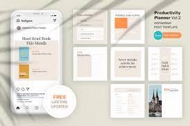 Download Productivity Planner Instagram Canva In Social Media Templates On Yellow Images Creative Store PSD Mockup Templates