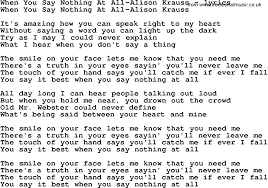 Love Song Lyrics For When You Say Nothing At All Alison Krauss