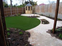 Small Garden With Artificial Lawn And Summerhouse Garden Design Small Gardens Small Garden