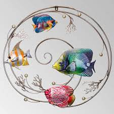 Home decor metal fish artwork garden decoration outdoor glass statues sculptures. Tropical Fish Indoor Outdoor Metal Wall Art