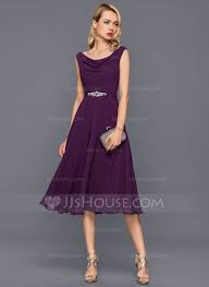 Us 93 00 A Line Cowl Neck Knee Length Chiffon Cocktail Dress With Beading Sequins Jj S House Chiffon Cocktail Dress Dresses Wine Dress