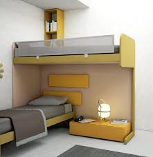 Matching computer desk, gray walls, practical clothing racks. Corner Bunk Bed Jump Mob Granzotto Contemporary Child S Unisex Oak