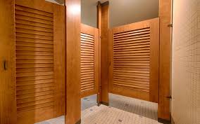 Ironwood Manufacturing Toilet Partitions And Louvered Bathroom Doors With Powder Coated Hardware Clean Traditional Tiny Bathrooms Bathroom Doors Shower Stall
