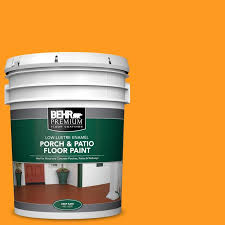Behr Premium 5 Gal S G 320 Atomic Tangerine Low Lustre Enamel Interior Exterior Porch And Patio Floor Paint 630005 In 2019 Patio Flooring Painted Floors Porch Patio Paint