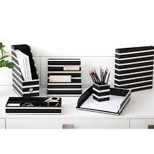 Black And White Office Supplies See Jane Work Black Stripe Black And White Office Stylish Office Supplies Work Organization