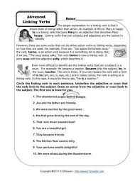 Advanced Linking Verb Worksheets Linking Verbs Worksheet Linking Verbs Verb Worksheets