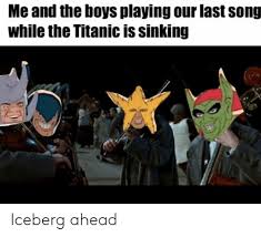 sinking iceberg ahead titanic meme