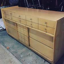 A unique mix of styles between mid century, art deco & campaign come together to make this beautiful & unique set. Link Taylor Blonde Mid Century Dresser My Antique Furniture Collection
