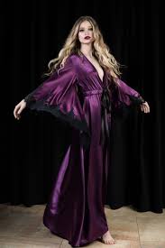 Purple Royal Glamour Floor Length Robe Lingerielove Silk Robe Long Night Gown Long Robe