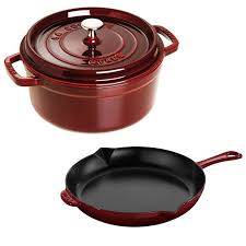 Staub 3 Piece Enameled Cast Iron Cookware Set Sur La Table Cast Iron Cookware Set Enameled Cast Iron Cookware Fry Pan Set
