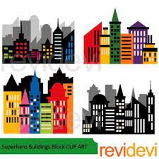 Superhero Buildings Block Clip Art Superhero Clipart Superhero City Clip Art