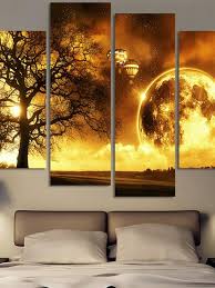 Maybe you would like to learn more about one of these? 4pcs Modern Abstract Canvas Painting Frameless Wall Art Yellow Moon Bedroom Living Room Home Decor Newchic