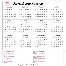 2020 Holiday Calendar Ireland Ireland 2020 Holidays