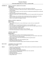 Content Assistant Resume Samples Velvet Jobs