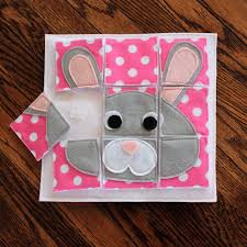 Bunny Puzzle Just In Time For Easter A Great Alternative To Candy In An Easter Basket Have Fun Putting This Quiet Book Patterns Baby Quiet Book Quiet Book