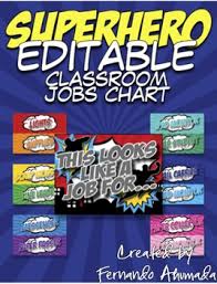 Superhero Editable Jobs Chart Superhero Classroom Theme Superhero Classroom Job Chart