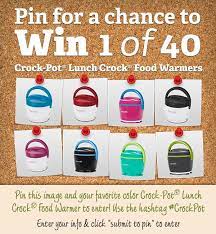 Pin To Win 1 Of 40 Crock Pot Lunch Crock Food Warmers Visit Our Facebook Page To Enter Now Contest Ends 9 30 13 Http Food Warmers Crock Crockpot
