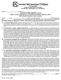 A policyholder is protected against challenges to rightful ownership of real property, challenges that arise from circumstances of past ownerships. Investors Title Insurance Fill Online Printable Fillable Blank Pdffiller
