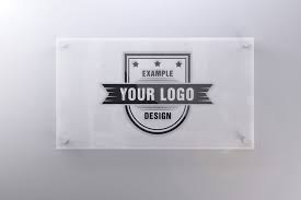 Logo On Glass Sign Front View Mockup Maker Mediamodifier Online Mockup Generator Glass Sign Sign Mockup Logo Desing