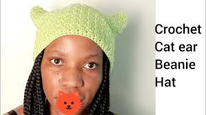 How to crochet cat ear beanie hat tutorial for beginners