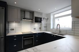 White oak kitchen cabinet style shaker style profile for the. Ink Blue And Light Grey Shaker Hallmark Kitchen Designs