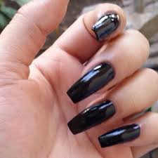 Black And Red Acrylic Nails Square All Black Errythang Narrow Square Or Coffin Shape She Likes Em Long Long Black Nails Black Acrylic Nails Black Coffin Nails