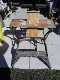 Black And Decker Workmate 225 Parts This Is My Version Of The Workmate Out Feed Stand Has Two Sets Of Holes To Match The Level Of My Tab Portable Workbench Woodworking Projects Diy Homemade Tools