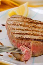 Grilled Ahi With Wasabi Aioli Sesame Noodles And Chili Soy Vinaigrette For Festive Friday The Heritage Cook Recipe Medifast Recipes Grilled Tuna Tuna Steaks