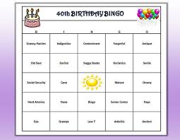 Bingo Games To Play 40th Birthday Party Bingo Game 30 Cards Old Age Theme Bingo Etsy 50th Birthday Party Games 40th Birthday Parties Birthday Party Games