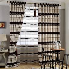 Beige and white striped curtains. Thick Chenille Brown Beige Room Darkening Striped Curtains