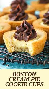 Boston Cream Pie Cookie Cups Recipe Easy Boston Cream Dessert Recipe Cookie Cups Recipe Oatmeal Cookies Chewy Desserts