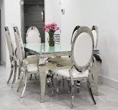 Savoy Chrome Dining Set 4 6 8 Seater Hos Home Dining Table Setting Chrome Dining Set Dining Table