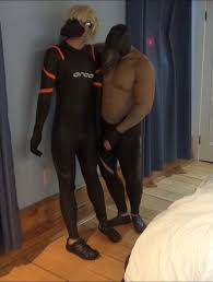 dummy jock in wetsuit humped by muscled orca