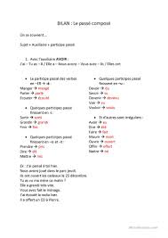 Verbe manger au passé composé. Bilan Passe Compose Francais Fle Fiches Pedagogiques