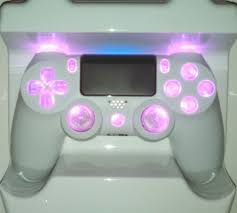 White Ps4 Controller Custom Pink Led Mod Strong Durable Thumbsticks Ps4 Controller Custom Ps4 Controller Ps4 Controller Skin