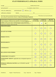 Performance Evaluation Form Template Samples For Employees