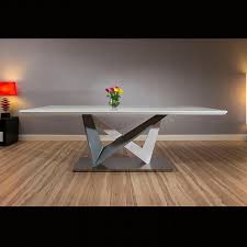 Large Rectangular Modern Dining Dining Table White Glass 220x110cm Top Rectangle Glass Dining Table Glass Top Dining Table Modern Dining Table